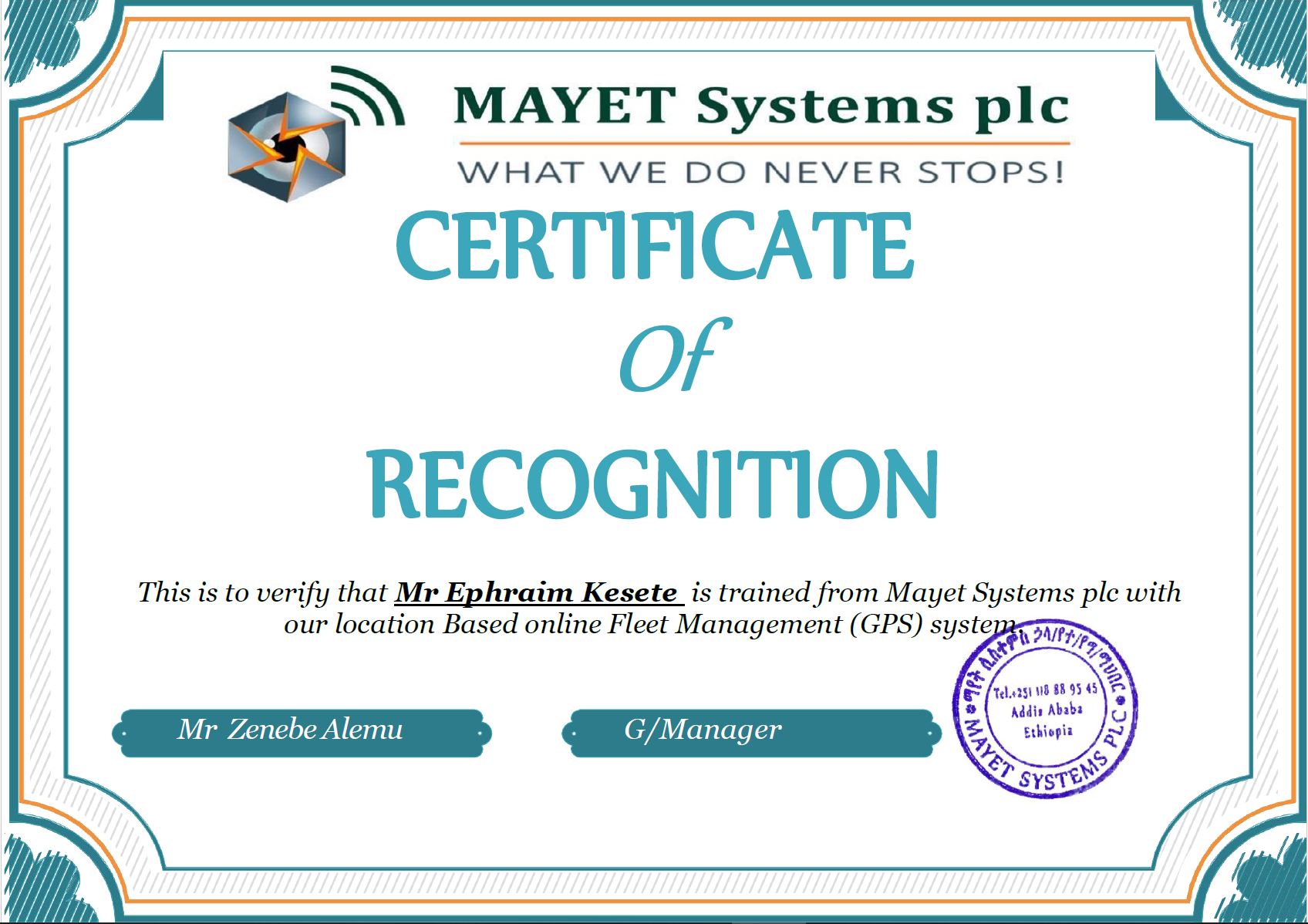 Fleet Management Certificate